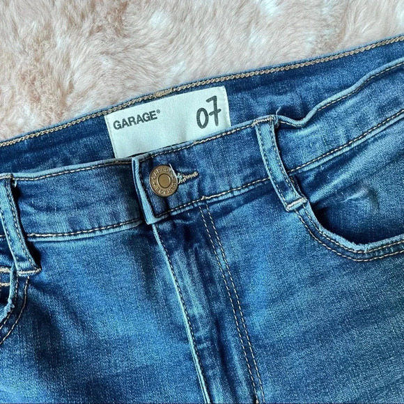 GARAGE High Rise Distressed Raw Hem Skinny Jeggings in Mudhoney Blue Size 7 - Picture 7 of 15